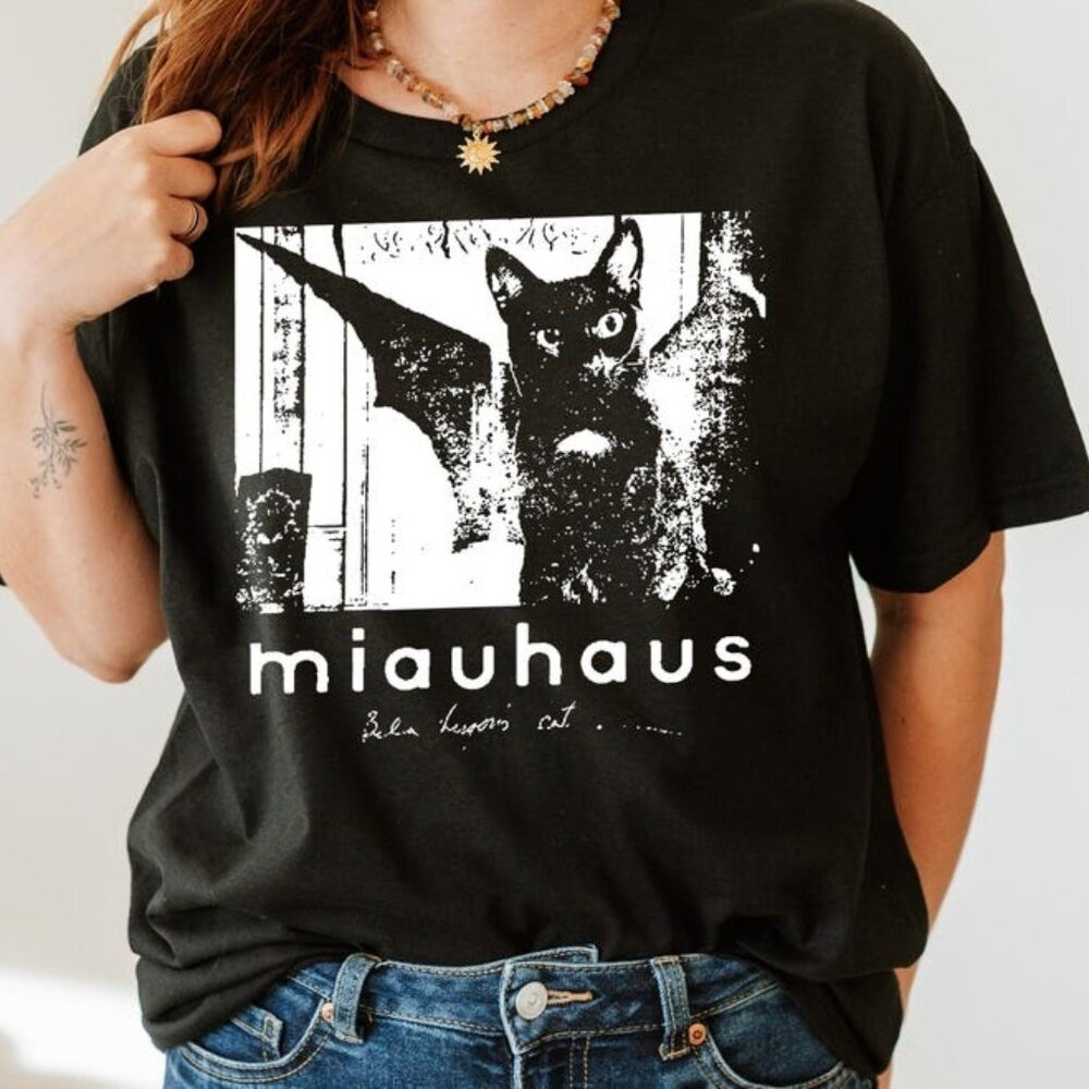 Goth Black Cat Graphic T-Shirt, Darkwave Postpunk Style Tee